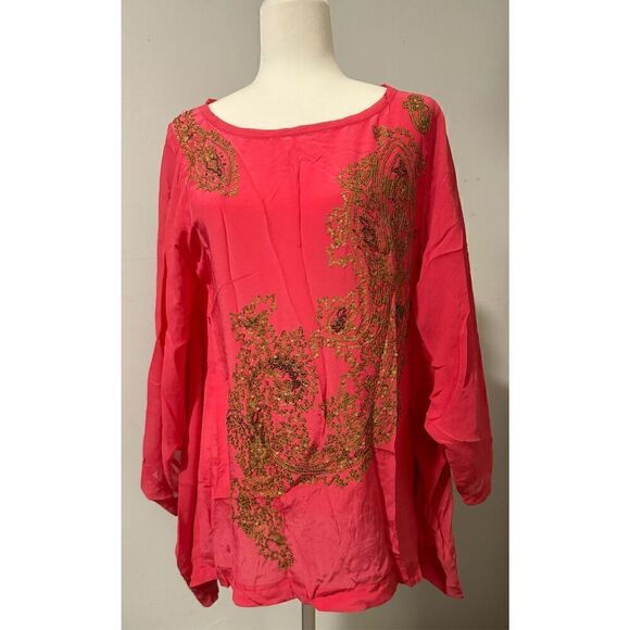Yoana Baraschi 100% silk M Embellish top pink - Picture 1 of 6